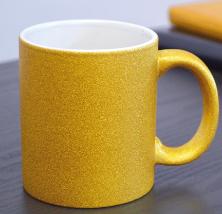 Taza de cerámica espejada para sublimar dorada y plateada
